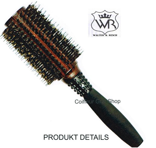 WR-Rund-Haarbürste mit Wildschweinborsten 72mm und Pins 18reihig