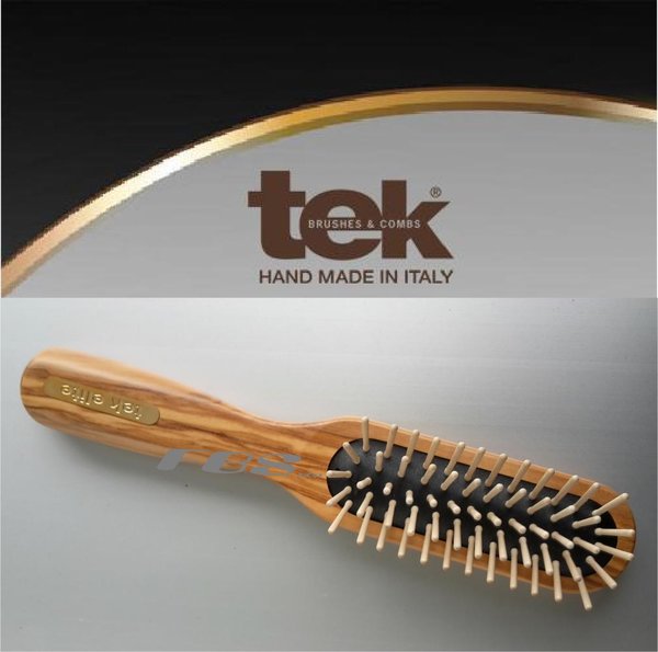TEK ELITE Haarbürste aus Olivenholz Besatz 5- reihig mit langen Holzpins